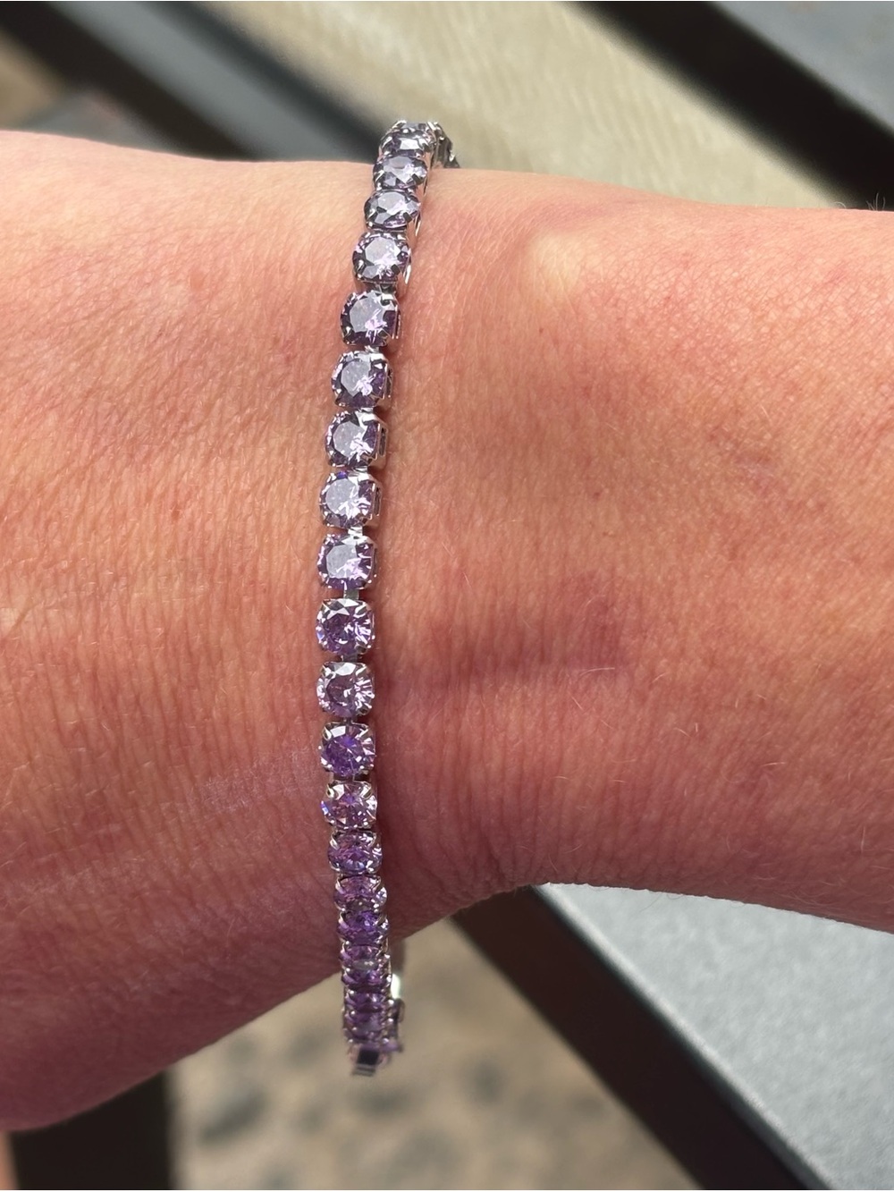 Purple Stone Tennis Bracelet, 7 inches